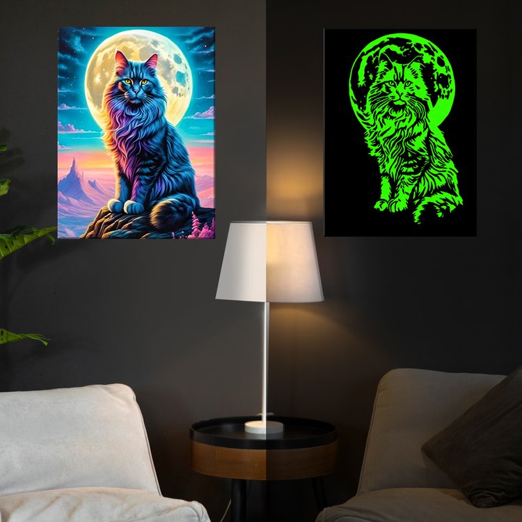 Картина по номерам со светящейся краской «Космическая кошка» — картинка 3