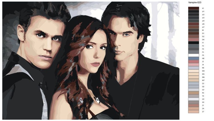 Картина по номерам «Дневники вампира: Деймон, Елена и Стефан 9» — картинка 2