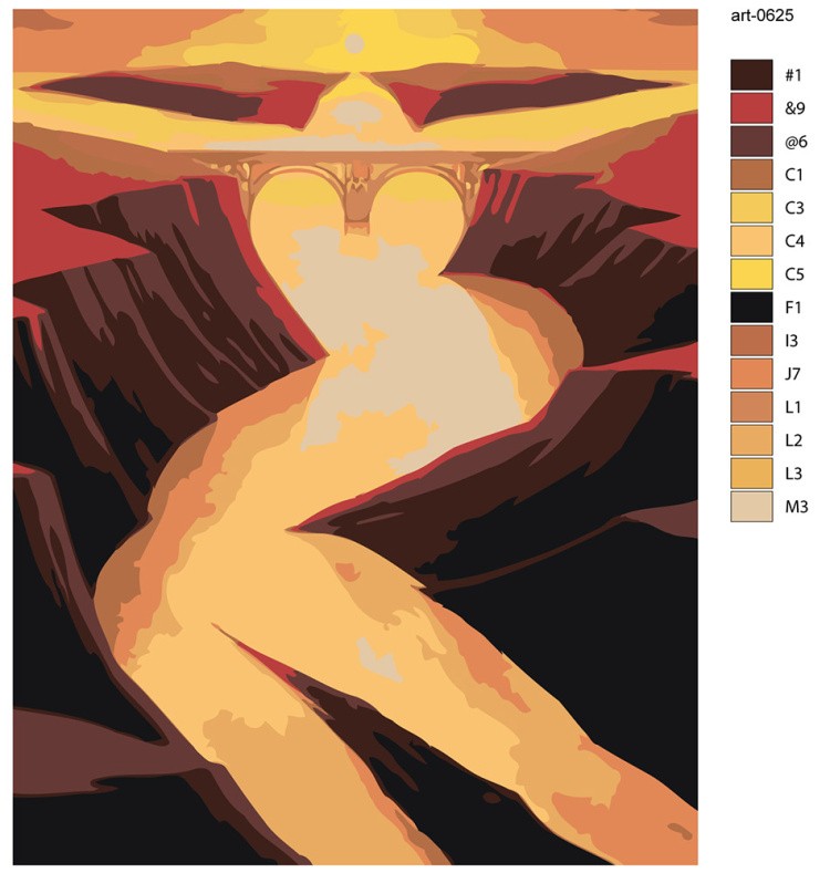 Картина по номерам «Река, мост и горы в виде девушки, арт» — картинка 2