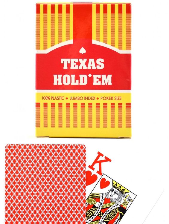 Карты пластиковые Texas Hold'em (красная рубашка) — картинка 3