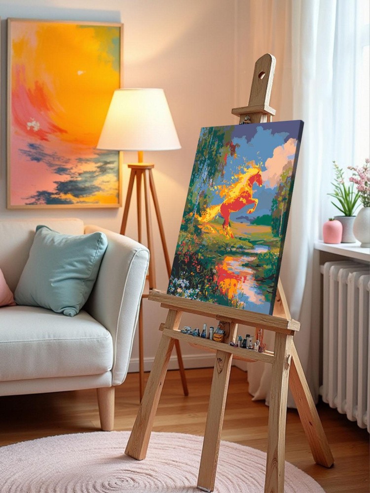 Картина по номерам Красная огненная лошадь Символ года — картинка 9