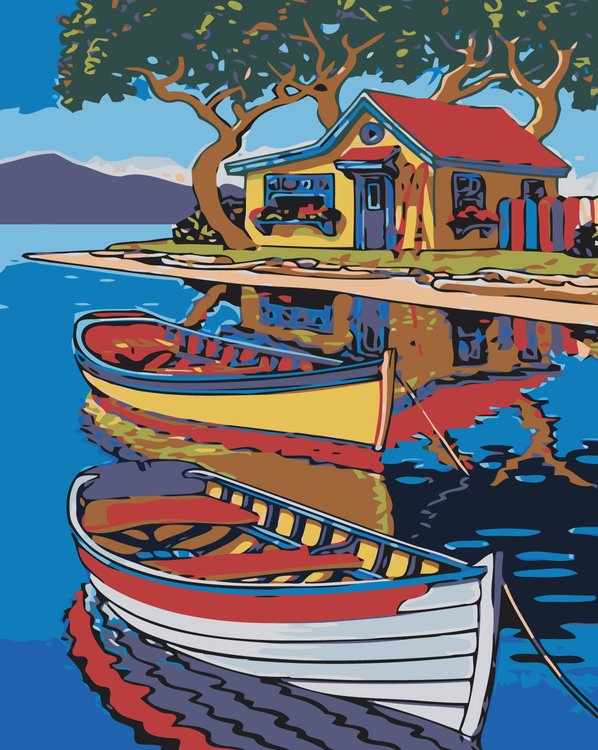Картина по номерам «Лодки на реке»