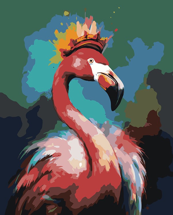 Картина по номерам «Фламинго с короной»