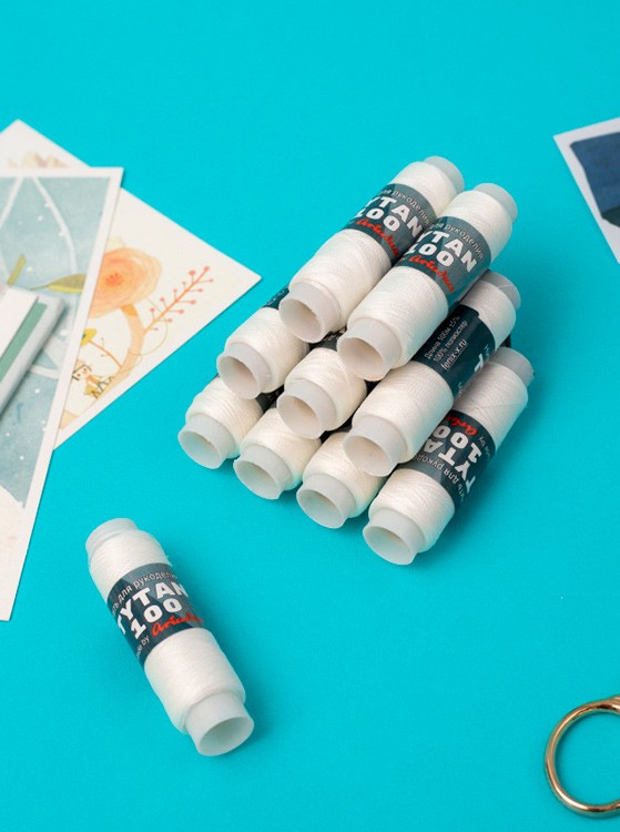 Нить для бисера Tytan 100 м белая, 1 шт. — картинка 7