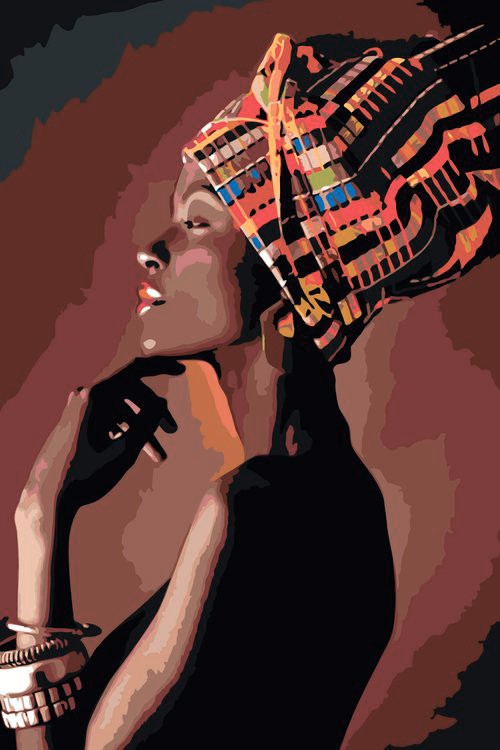 Картина по номерам «Африканская женщина в платке»