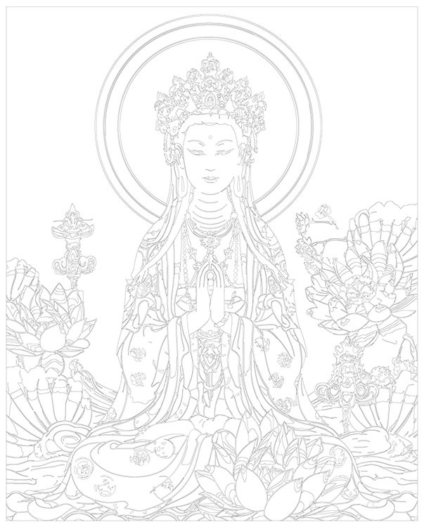 Картина по номерам «Религия буддизм: Будда и цветы лотосы» — картинка 3