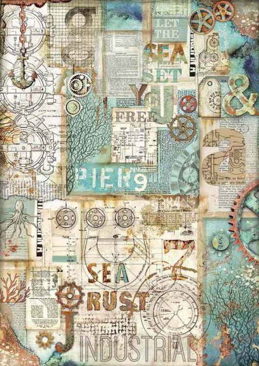 Бумага рисовая «Sea rust/Морская коррозия», 29,7x42 см, Stamperia