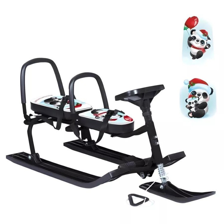 Снегокат детский 503 TWINS BABY со спинкой для двоих Панды — картинка 4