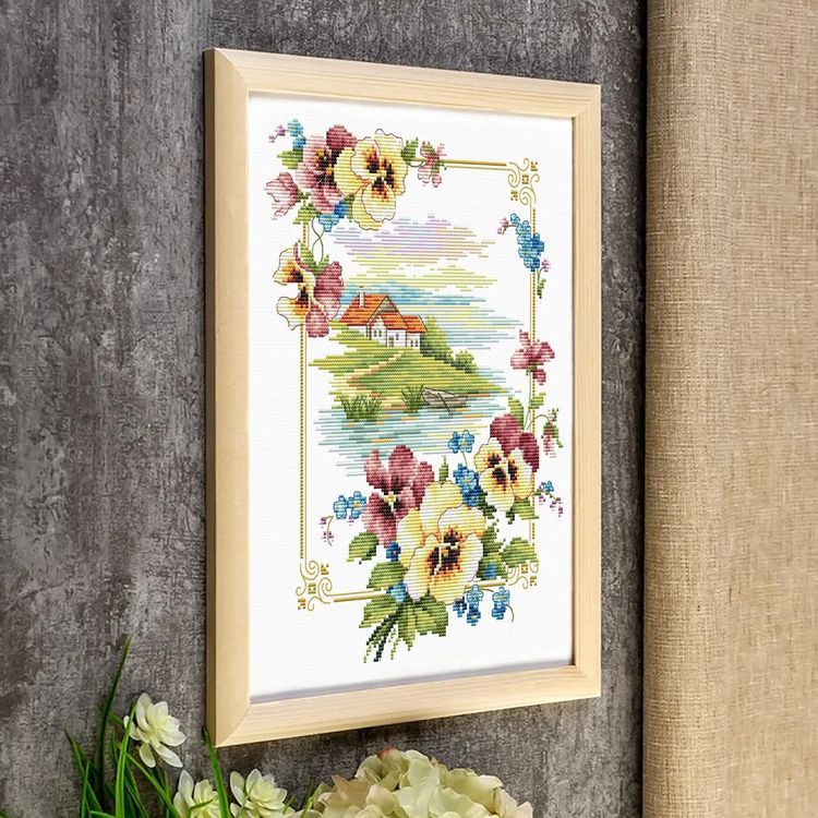 Рисунок на ткани «Анютины глазки» — картинка 4