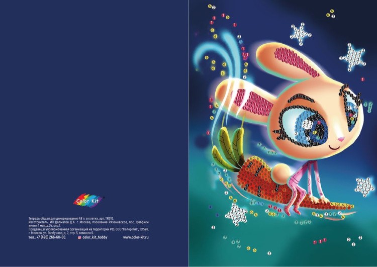 Алмазная мозаика - тетрадь «Кролик-космонавт» — картинка 3