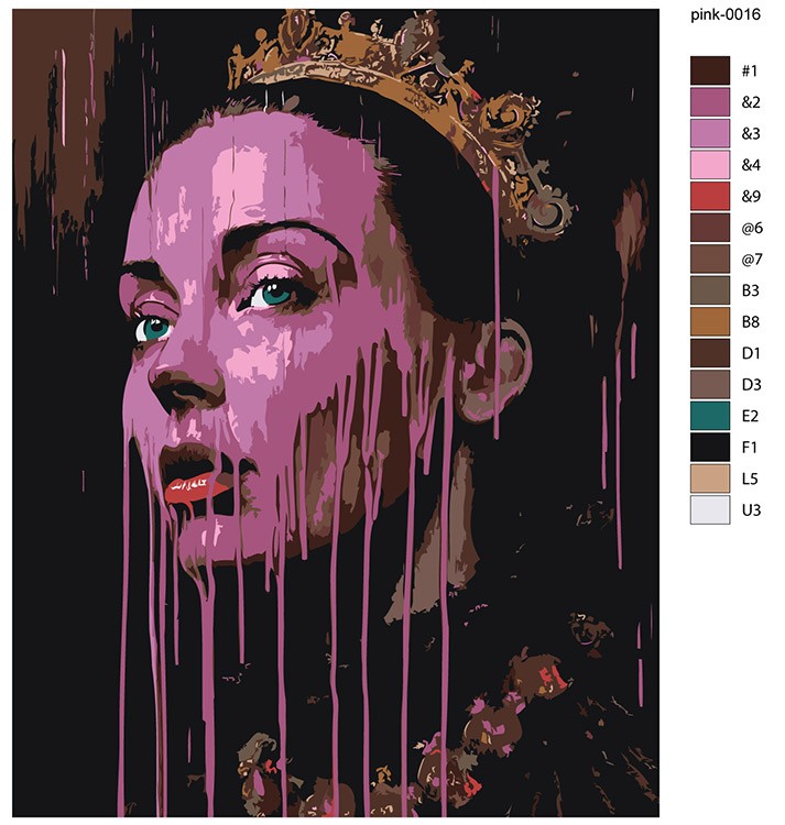 Картина по номерам «Розовая: королева с краской на лице 40x50» — картинка 2