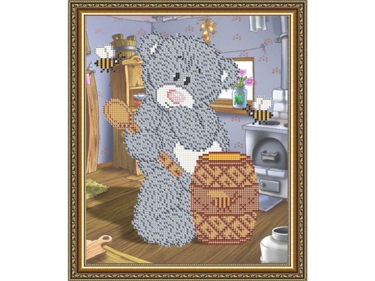 Рисунок на ткани «Мишка с медом»