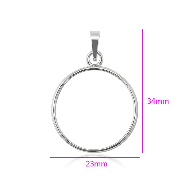 Металлический молд для кулона круг большой, цвет: серебро, 1 шт. — картинка 2