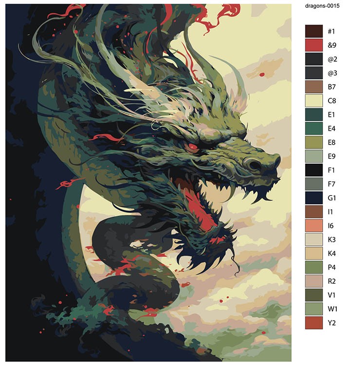 Картина по номерам «Восточный зеленый дракон» — картинка 2