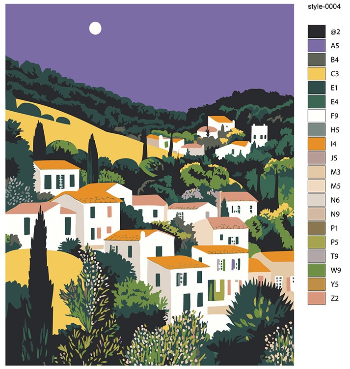Картина по номерам «Прованс, Франция: луна над домами 40x50» — картинка 2