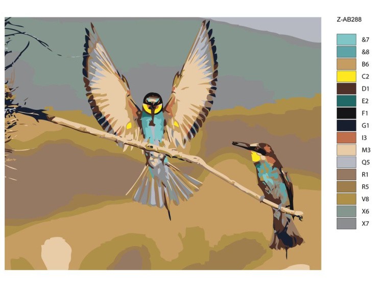 Картина по номерам «Птицы на ветке» — картинка 2