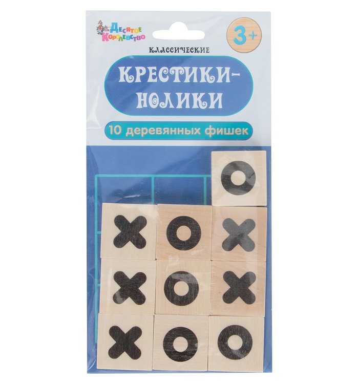 Настольная игра «Крестики-нолики» (деревянные фишки) — картинка 2