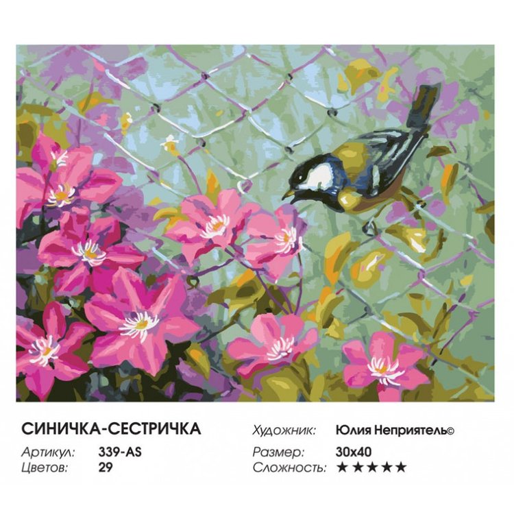 Картина по номерам «Синичка-сестричка» — картинка 2