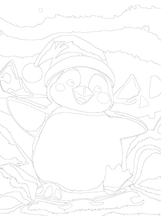 Картина по номерам «Детская: веселый пингвин в колпаке» — картинка 3