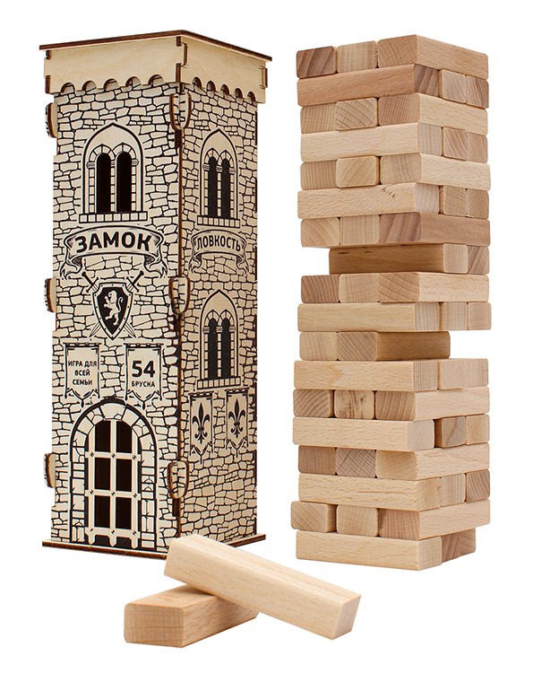 Игра «Башня. Замок» (28,5 см) в деревянной коробке, 54 элемента