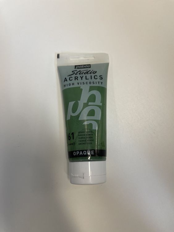 УЦЕНКА. Краска акриловая Pebeo Studio Acrylics (Зеленая земля), 100 мл (тюбик испачкан краской) — картинка 2