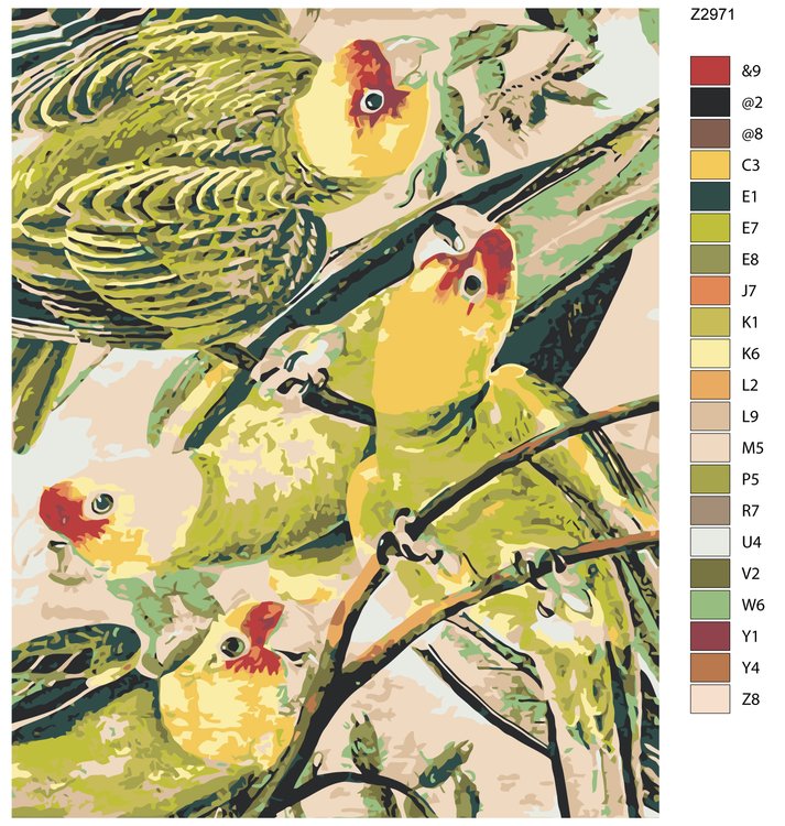 Картина по номерам «Стайка попугаев» — картинка 2