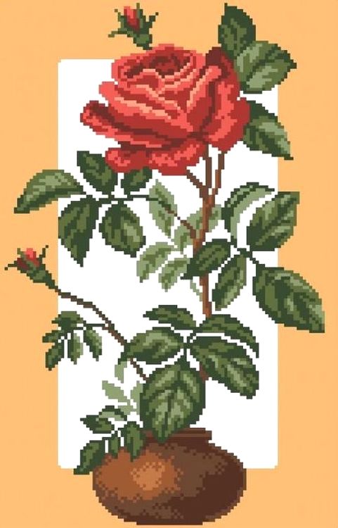 Рисунок на ткани «Розочка в вазе»