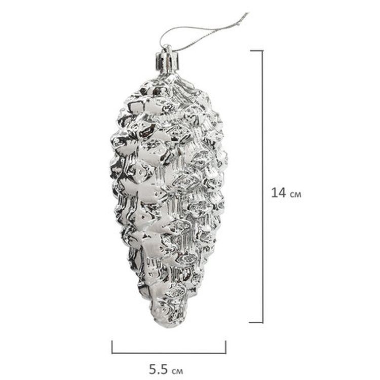 Украшения елочные «Шишки», набор 3 шт., цвет: серебристый — картинка 7