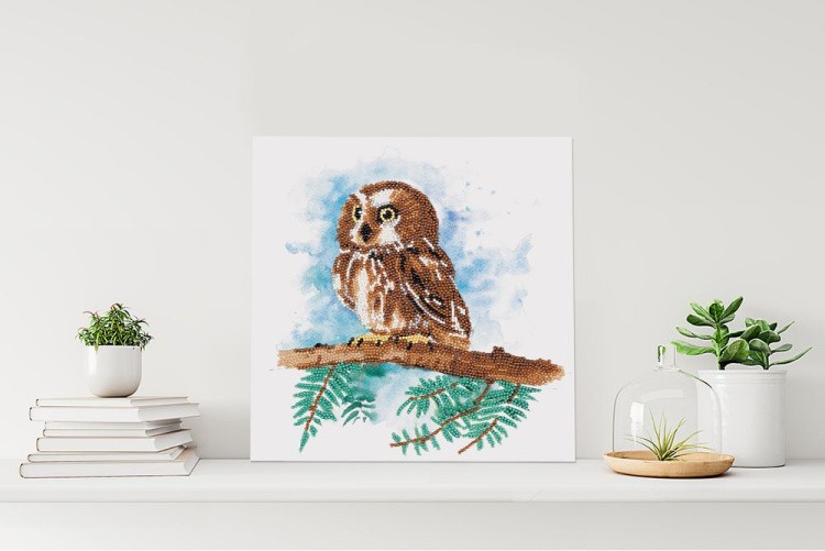 Алмазная вышивка «Совенок на ветке» — картинка 4