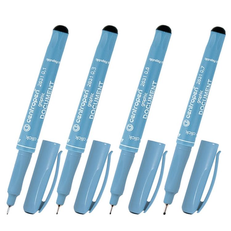 Ручки капиллярные (линеры) черные CENTROPEN «Document» 4 шт. — картинка 2