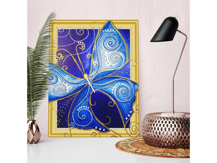 Алмазная вышивка 5D «Голубые крылья бабочки» — картинка 6