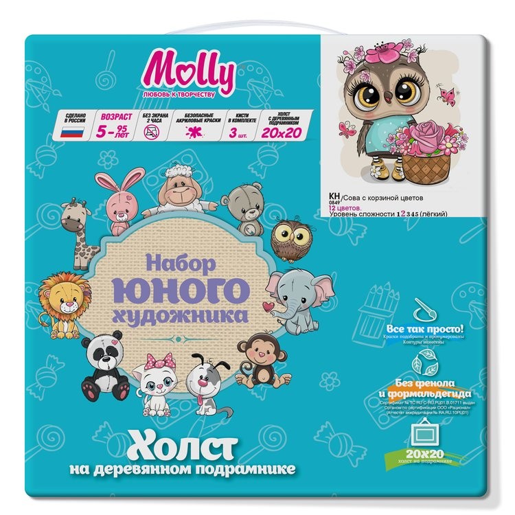 Картина по номерам «Сова с корзиной цветов» — картинка 2