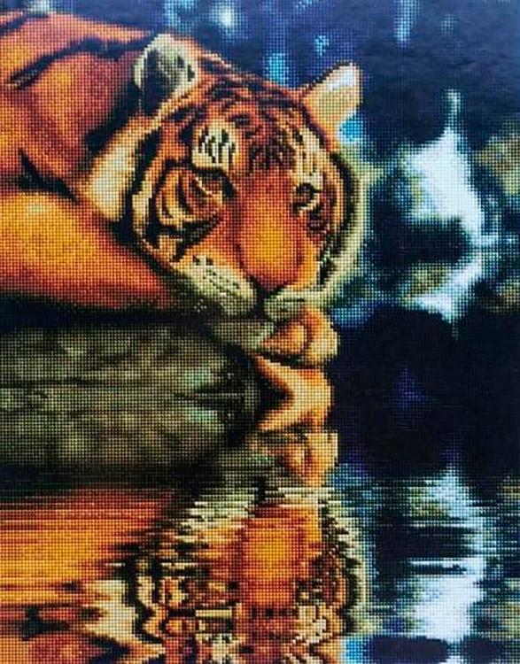 Алмазная вышивка «Тигр у воды»