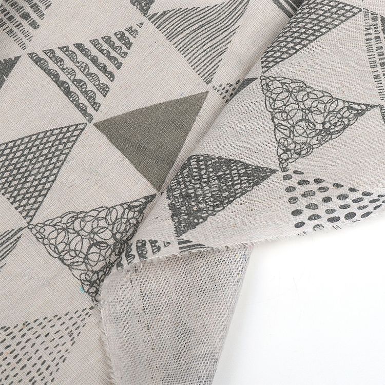 Ткань Лен, 140 г/м², 5 м x 150 см, цвет: молочный, геометрический принт, TBY — картинка 5