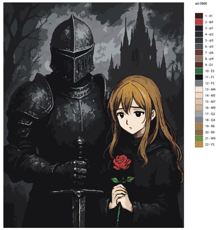 Картина по номерам Рыцарь и девушка принцесса в стиле аниме — картинка 2