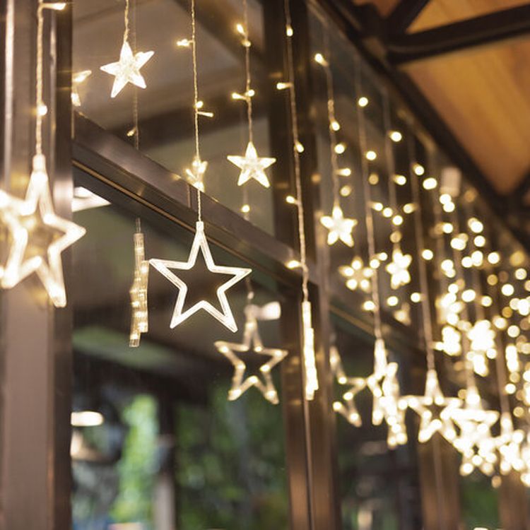 Гирлянда светодиодная «Звезды», занавес на окно 3х1 м, 138 ламп, цвет: теплый белый — картинка 6