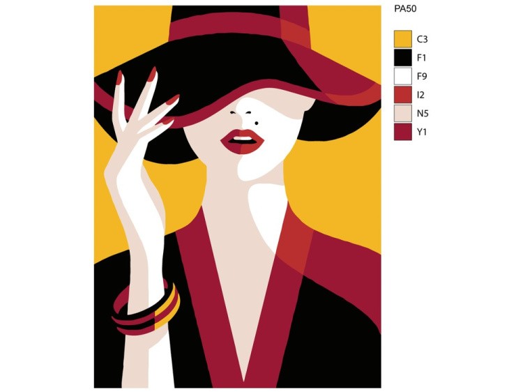 Картина по номерам «Бордовая шляпка-1» — картинка 2