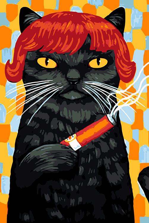 Картина по номерам «Черный кот»