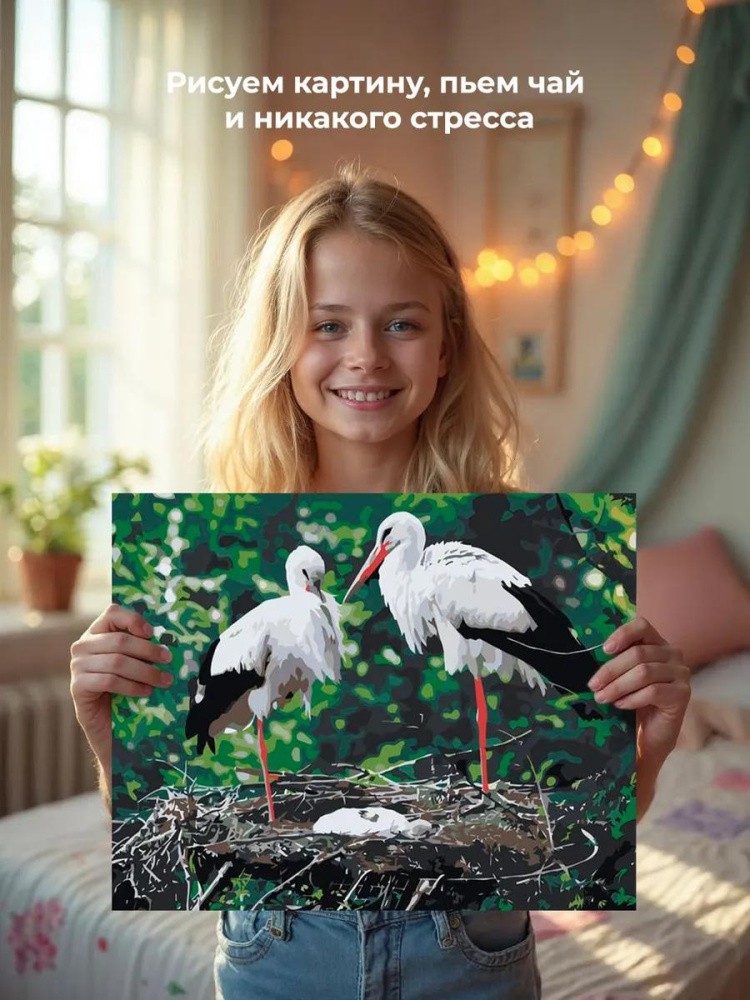 Картина по номерам «Семья аистов» — картинка 6