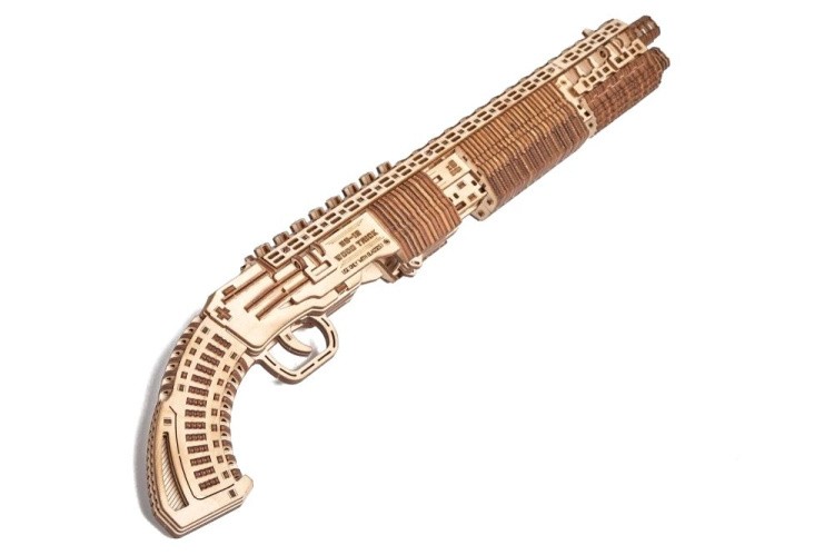 Механическая деревянная сборная модель Wood Trick «Дробовик SG-12 Shotgun» — картинка 4