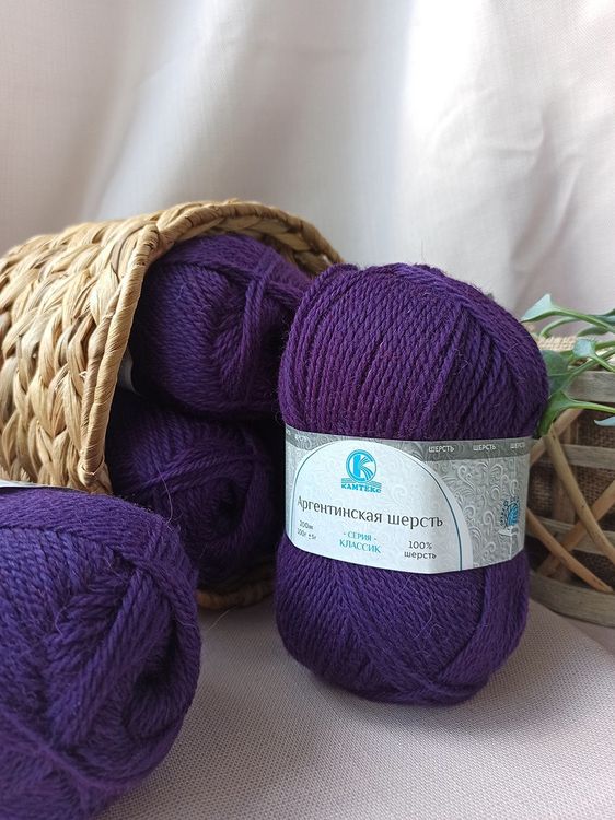 Пряжа Камтекс Аргентинская шерсть (182), слива, 5 шт. по 100 г — картинка 2