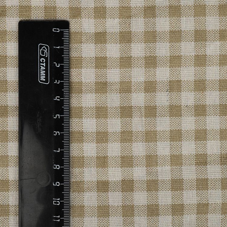 Ткань Лен, 140 г/м², 5 м x 150 см, цвет: желтый, принт клетка, TBY — картинка 5