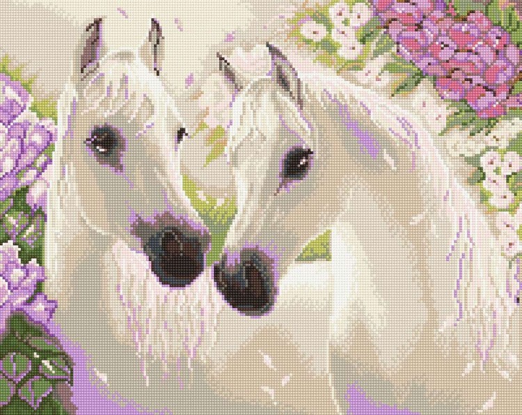 Алмазная вышивка «Белые лошадки» — картинка 2