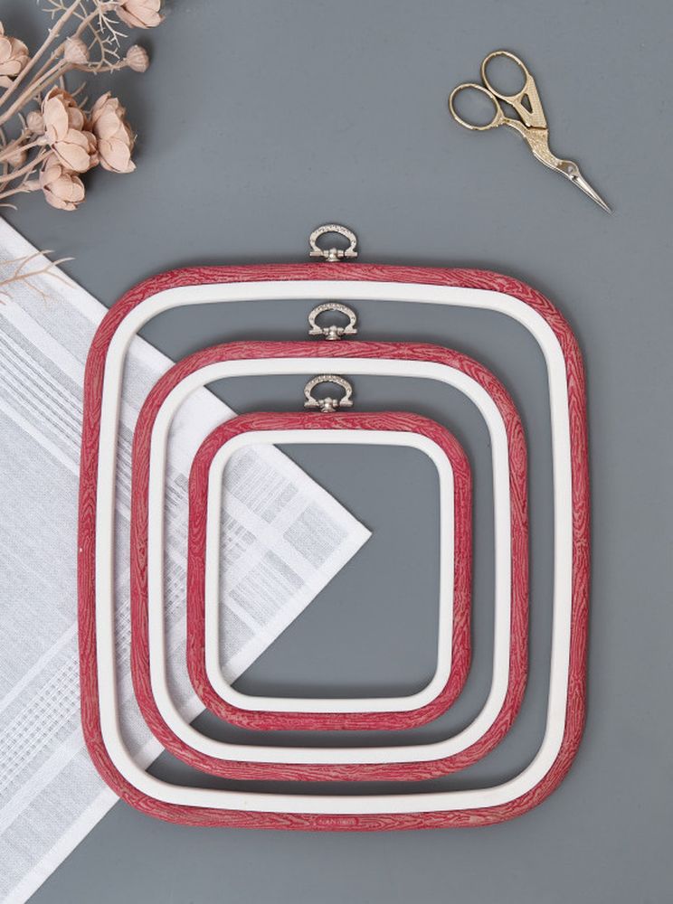 Пяльцы-рамка каучуковые 12,5х14,5 см, высота 10 мм, цвет: красный, Nurge — картинка 3