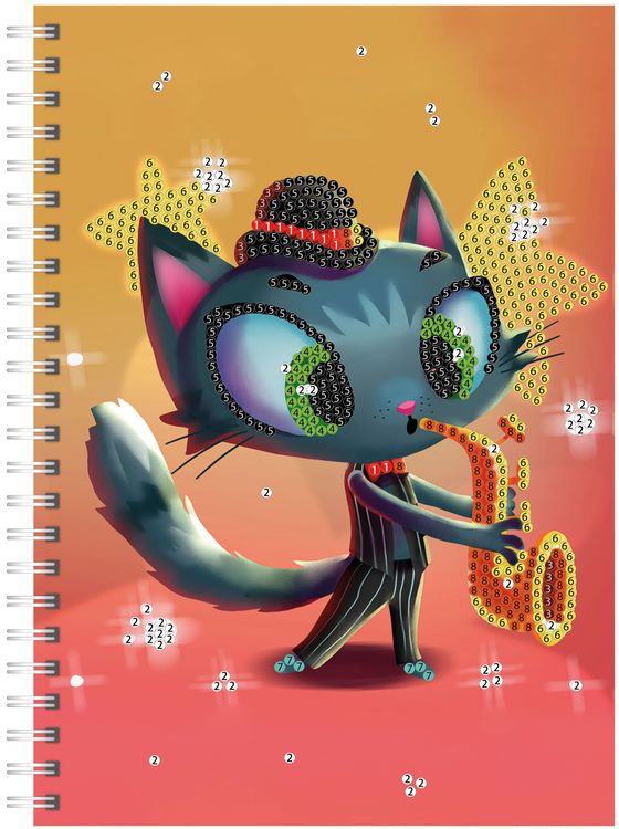 Алмазная мозаика - тетрадь «Кот-трубач» — картинка 2