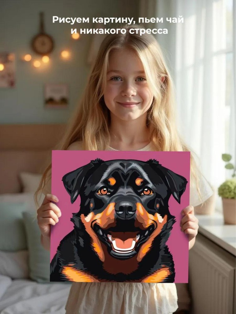 Картина по номерам «Улыбчивый ротвейлер» — картинка 6