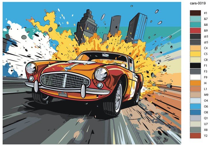 Картина по номерам «Машины: Взрыв в стиле комикс» — картинка 2