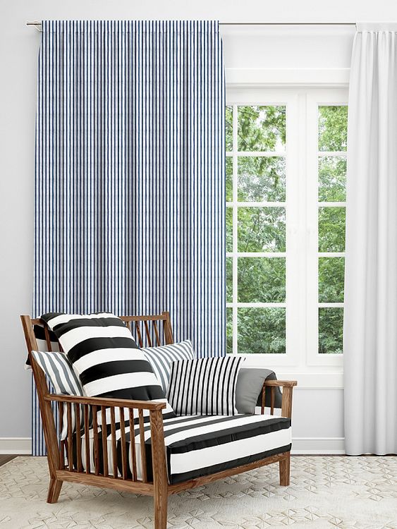 Ткань Лен, 140 г/м², 5 м x 150 см, цвет: белый, синий, принт полоска, TBY — картинка 6