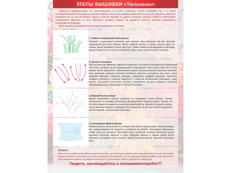 Вышивка лентами «Тюльпаны» — картинка 8