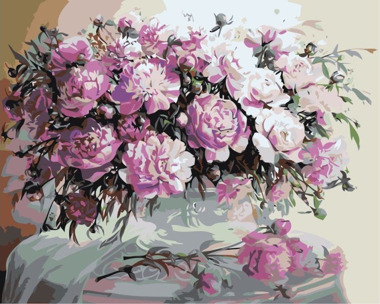 Картина по номерам «Пионовое цветение»
